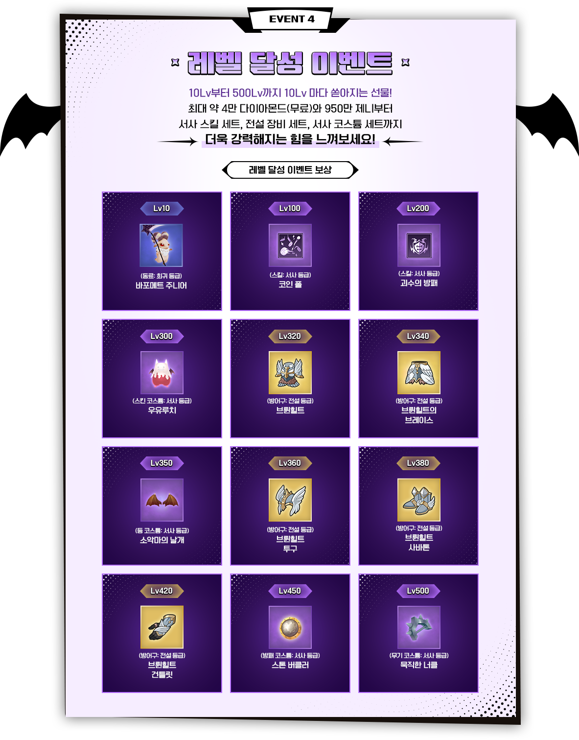 레벨 달성 이벤트